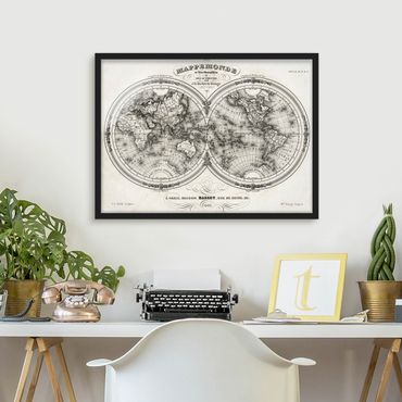 Poster con cornice - World Map - French Map Of The Cap Region Of 1848 - Orizzontale 3:4