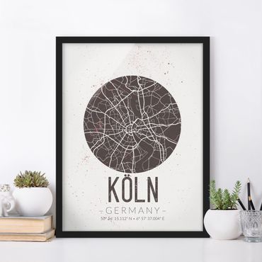 Poster con cornice - Cologne City Map - Retro - Verticale 4:3