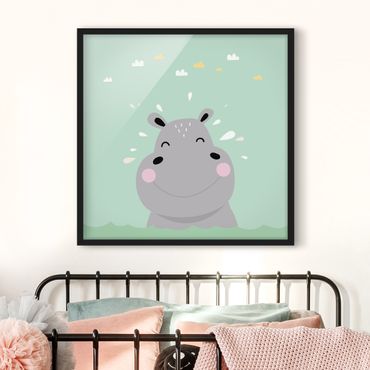 Poster con cornice - The Happy Hippo
