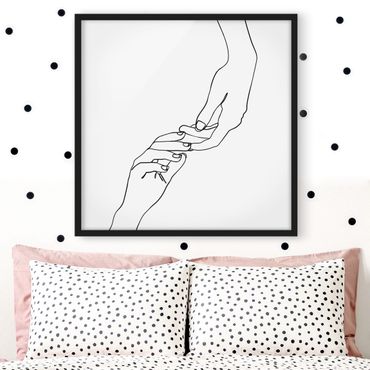 Poster con cornice - Linea Mani d'arte Toccando Bianco e nero - Quadrato 1:1