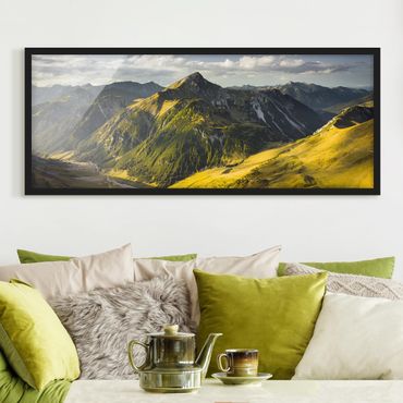 Poster con cornice - Montagne E Valle Delle Alpi Della Lechtal In Tirol - Panorama formato orizzontale