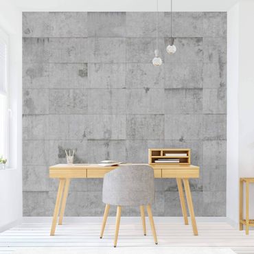 Carta da parati - Conctrete Wallpaper - Grey Concrete Block Wall
