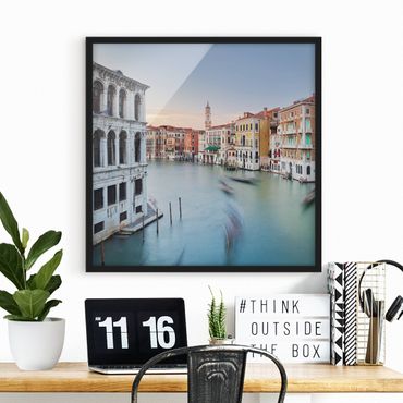 Poster con cornice - Grand Canal View Of The Rialto Bridge Venice - Quadrato 1:1