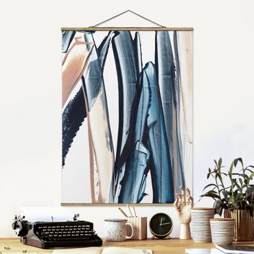 Foto su tessuto da parete con bastone - Strisce blu e beige - Verticale 3:4