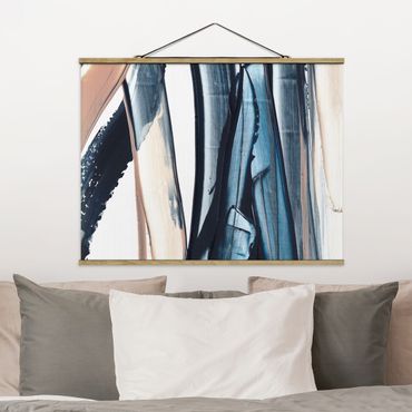 Foto su tessuto da parete con bastone - Strisce blu e beige - Orizzontale 4:3