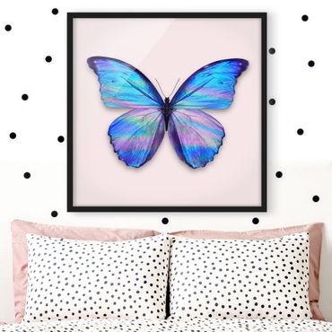 Poster con cornice - Holographic farfalla - Quadrato 1:1