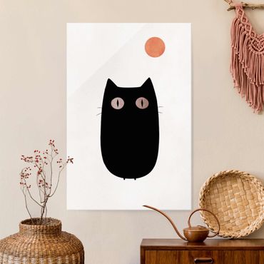 Quadro in vetro - Illustrazione di gatto nero - Verticale 3:2