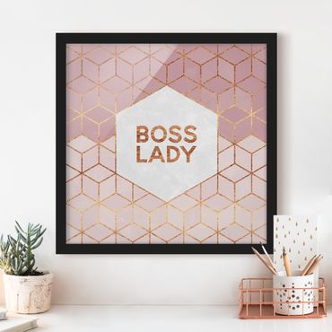 Poster con cornice - Boss Pink Lady esagoni - Quadrato 1:1