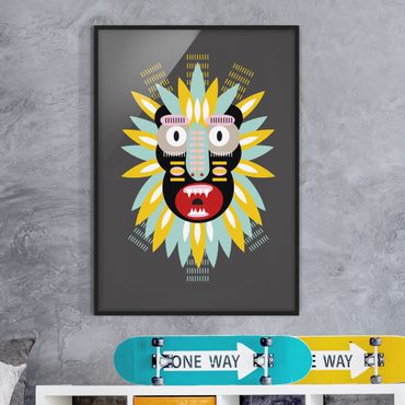 Poster con cornice - Collage Mask Ethnic - King Kong - Verticale 4:3