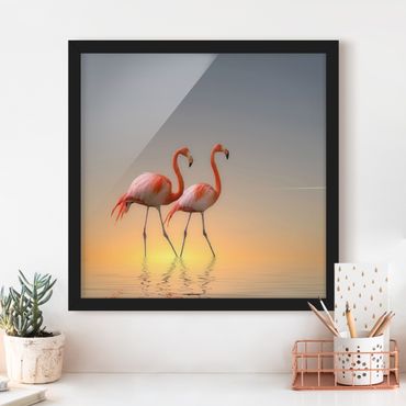 Poster con cornice - Flamingo Love - Quadrato 1:1