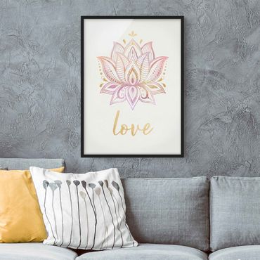 Poster con cornice - Lotus illustrazione Oro Rosa - Verticale 4:3