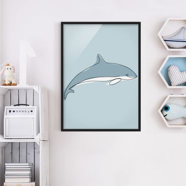 Poster con cornice - Dolphin Line Art - Verticale 4:3