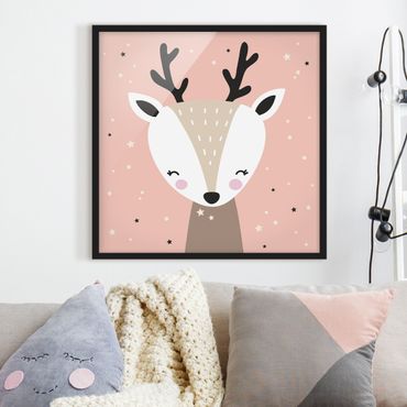 Poster con cornice - Happy Deer - Quadrato 1:1