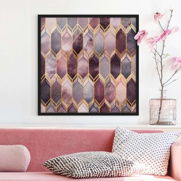 Poster con cornice - Stained Glass geometrica in oro rosa - Quadrato 1:1