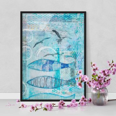 Poster con cornice - Colorato collage - Bluefish - Verticale 4:3