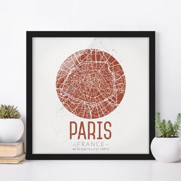 Poster con cornice - Mappa Paris - Retro