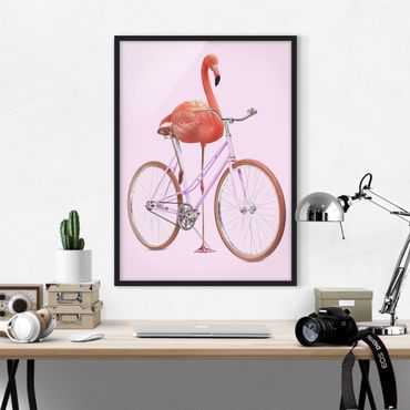 Poster con cornice - Flamingo con la bicicletta - Verticale 4:3