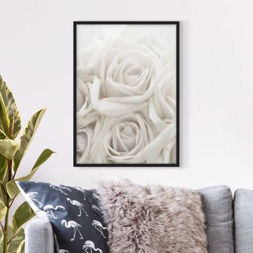Poster con cornice - White Roses - Verticale 4:3