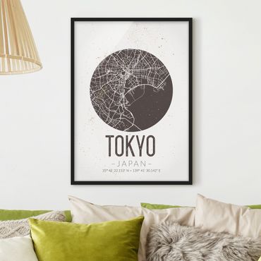 Poster con cornice - Tokyo City Map - Retro - Verticale 4:3