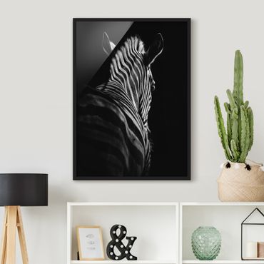 Poster con cornice - Scuro silhouette zebra - Verticale 4:3