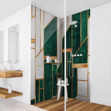 Rivestimento per doccia - Geometria in smeraldo e oro