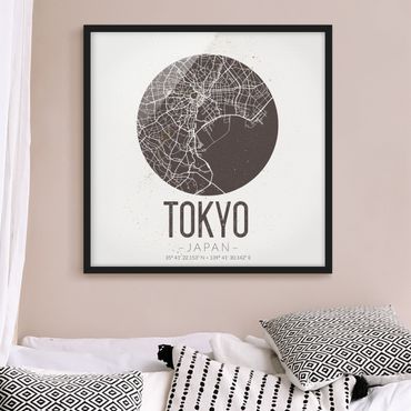 Poster con cornice - Mappa Tokyo - Retro