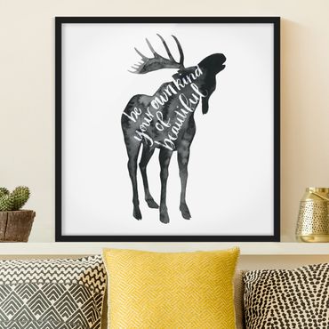 Poster con cornice - Animals With Wisdom - Elk - Quadrato 1:1