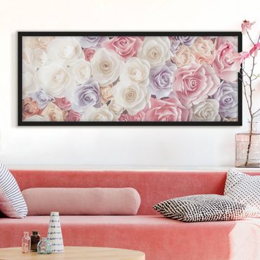 Poster con cornice - Pastello Rose Di Carta D'Arte - Panorama formato orizzontale