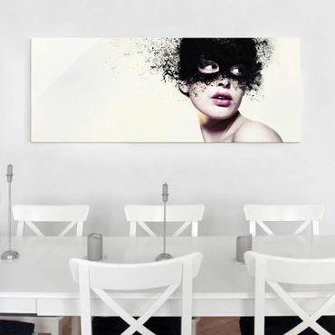 Quadro in vetro - The Girl With The Black Mask - Panoramico