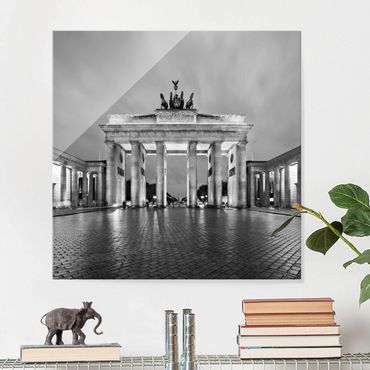 Quadro in vetro Berlino - Illuminated Brandenburg Gate II - Quadrato 1:1
