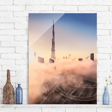 Quadro in vetro - Heavenly skyline di Dubai - Verticale 3:4