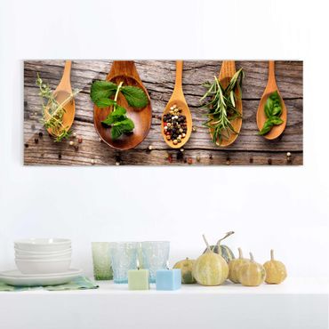 Quadro in vetro - Herbs And Spices - Panoramico