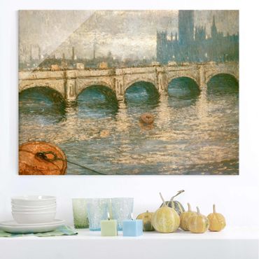Quadro in vetro - Claude Monet - Ponte Tamigi e Palazzo del Parlamento a Londra - Impressionismo - Orizzontale 4:3