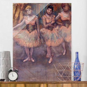 Quadro in vetro - Edgar Degas - Tre Ballerine prima di Esercizio - Impressionismo - Verticale 3:4