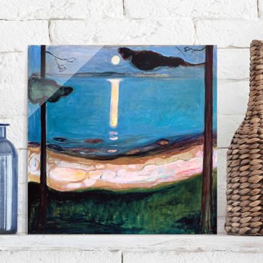 Quadro in vetro - Edvard Munch - Notte di Luna - Espressionismo - Quadrato 1:1
