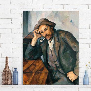 Quadro in vetro - Paul Cézanne - Fumatore con braccio appoggiato - Impressionismo - Verticale 3:4
