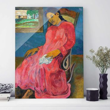 Quadro in vetro - Paul Gauguin - Faaturuma (Donna in Abito rosso) - Post-Impressionismo - Verticale 3:4