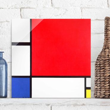Quadro in vetro - Piet Mondrian - Composition with Red, Blue and Yellow - Quadrato 1:1