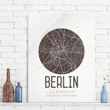 Quadro in vetro - Berlin City Map - Retro - Verticale 3:4