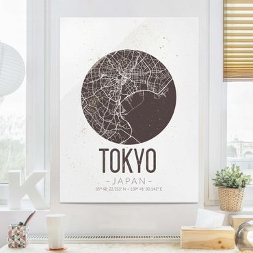 Quadro in vetro - Tokyo City Map - Retro - Verticale 3:4