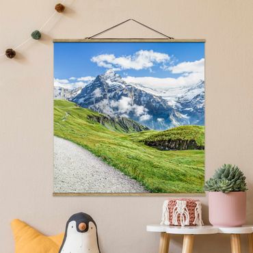 Foto su tessuto da parete con bastone - Panorama di Grindelwald  - Quadrato 1:1