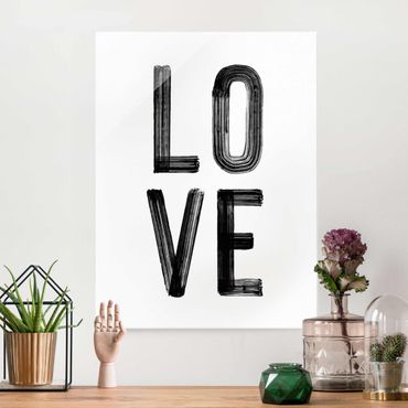 Quadro in vetro - Love tipografia in nero
