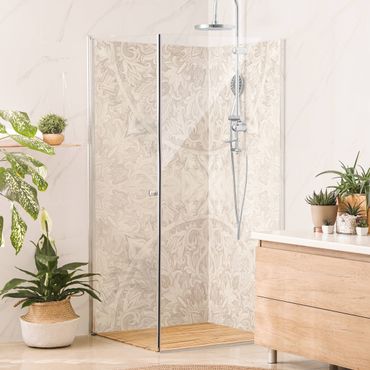 Rivestimento per doccia - Ornamento mandala con trama in acquerello beige