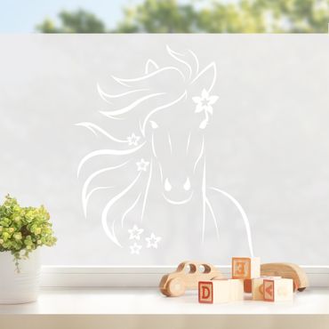 Pellicole per vetri - Cavallo con fiori