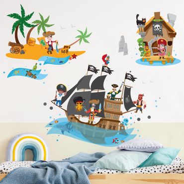 Adesivo murale - Set di mega del tesoro della nave dei pirati