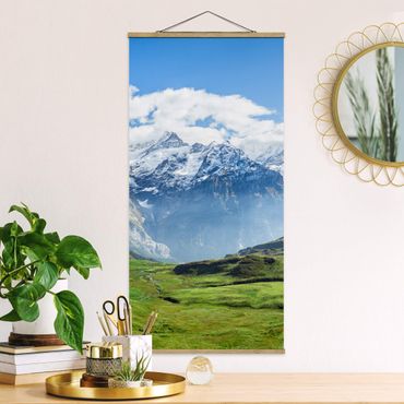 Foto su tessuto da parete con bastone - Panorama delle Alpi svizzere - Verticale 1:2