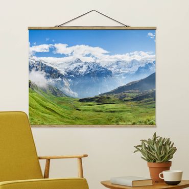 Foto su tessuto da parete con bastone - Panorama delle Alpi svizzere - Orizzontale 4:3