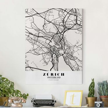 Stampa su tela - Zurich City Map - Classic - Verticale 3:4