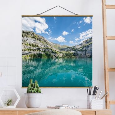 Foto su tessuto da parete con bastone - Meravigliosa montagna al lago - Quadrato 1:1