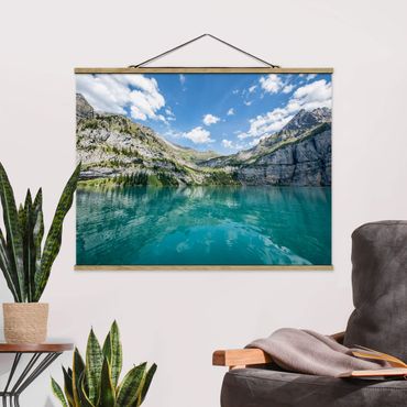 Foto su tessuto da parete con bastone - Meravigliosa montagna al lago - Orizzontale 4:3